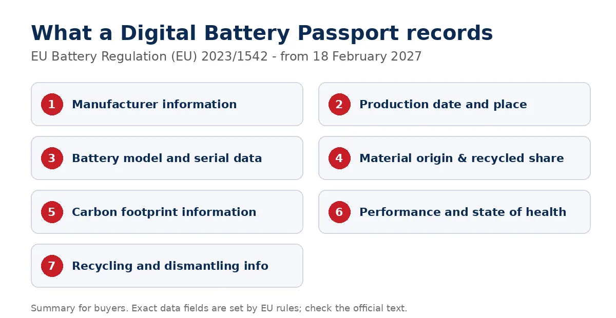What a digital battery passport records under EU Regulation 2023/1542