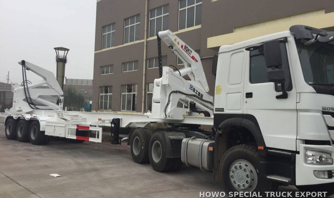 Semi-remorque à chargement latéral 3 essieux 40 ft avec grue XCMG 3 AXLE SIDE LOADER CRANE TRAILER — photo de détail 1 sur 4